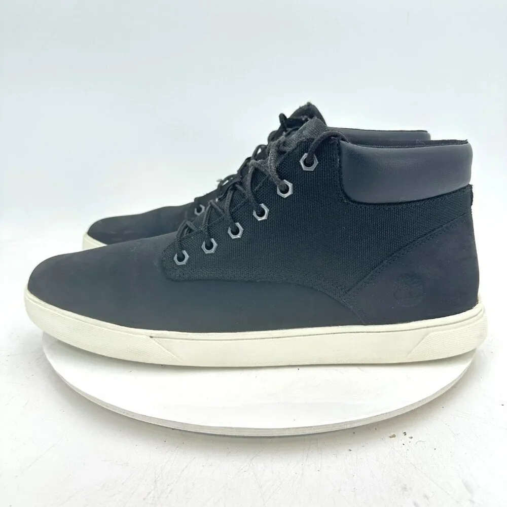 Timberland Groveton Men Size 12 9464B Black Leather Canvas High Top Chukka Boot